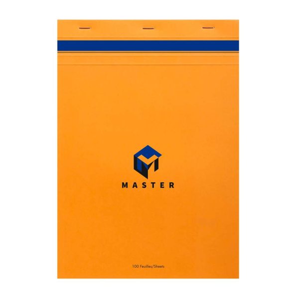 Bloc de bureau Master agraf&eacute; en-t&ecirc;te A4 100 feuilles petits carreaux 70 g