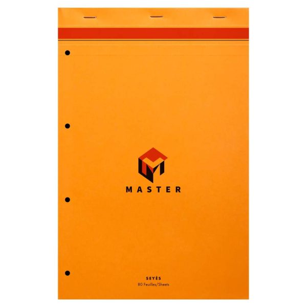 Bloc de bureau Master agraf&eacute; en-t&ecirc;te A4+ 80 feuilles grands carreaux 80 g