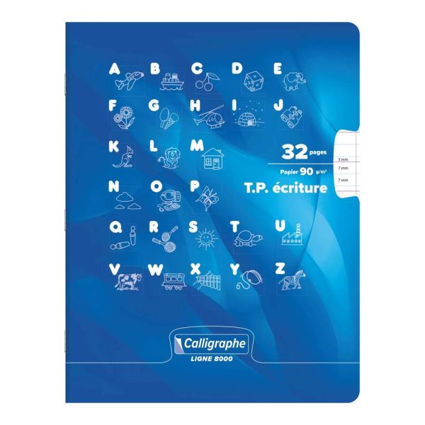 Cahier Travaux Pratiques &Eacute;criture piqu&eacute; 8000 CARTE 17&times;22 cm 32 pages double ligne 3 mm + interligne verticale/uni 90 g