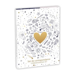 Adolie, Set de correspondance 12x16,5 cm contenant 8 cartes simples 11x15,5 cm assorties et 8 enveloppes Pollen C6 blanc naturel