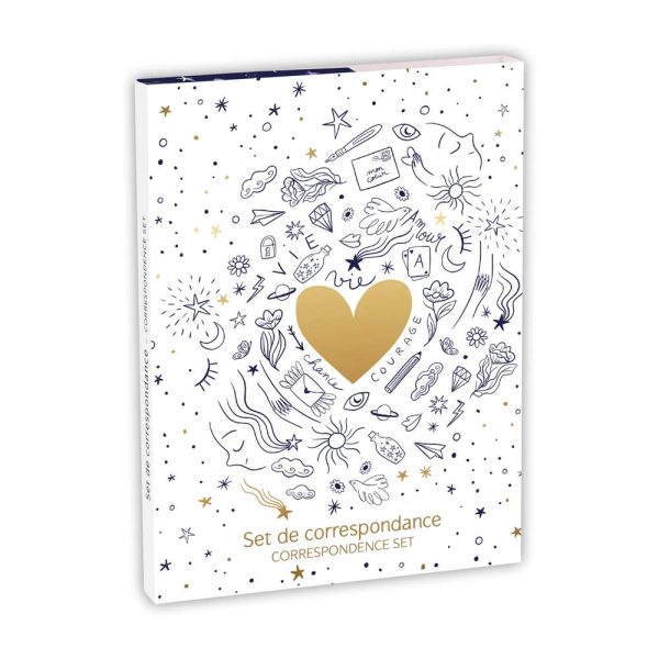 Adolie, Set de correspondance 12&times;16,5 cm contenant 8 cartes simples 11&times;15,5 cm assorties et 8 enveloppes Pollen C6 blanc naturel