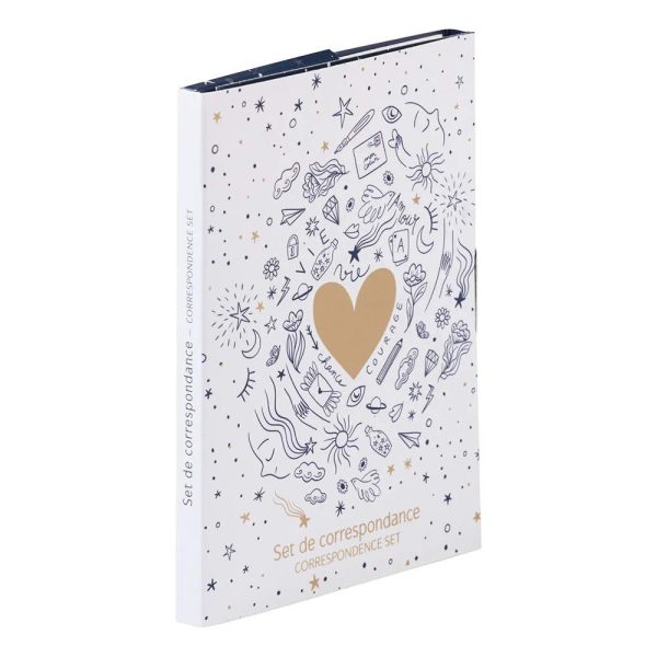 Adolie, Set de correspondance 12&times;16,5 cm contenant 8 cartes simples 11&times;15,5 cm assorties et 8 enveloppes Pollen C6 blanc naturel