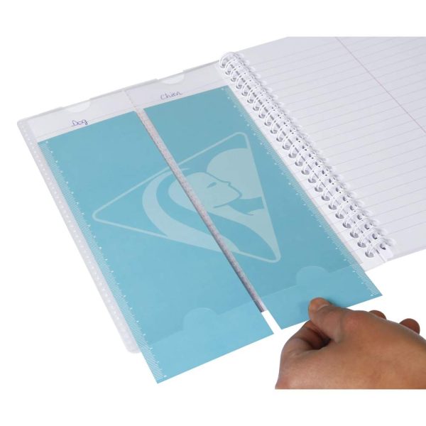 Carnet de vocabulaire reliure int&eacute;grale Koverbook 11x17cm 100 pages lign&eacute; + marge centrale couverture polypropyl&egrave;ne transparent