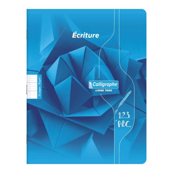 Cahier d&rsquo;&eacute;criture piqu&eacute; 7000 17&times;22 cm 32 pages grands carreaux 3 mm agrandi 12&times;12 cm 70 g