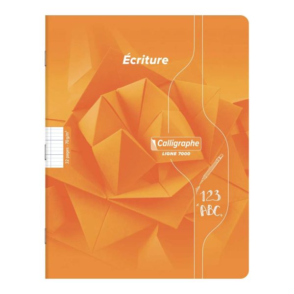 Cahier d&rsquo;&eacute;criture piqu&eacute; 7000 17&times;22 cm 32 pages grands carreaux 3 mm agrandi 12&times;12 cm 70 g