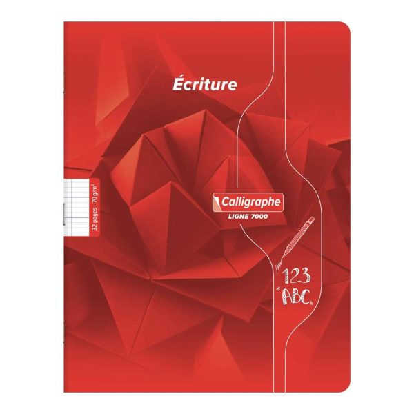 Cahier d&rsquo;&eacute;criture piqu&eacute; 7000 17&times;22 cm 32 pages grands carreaux 3 mm agrandi 12&times;12 cm 70 g