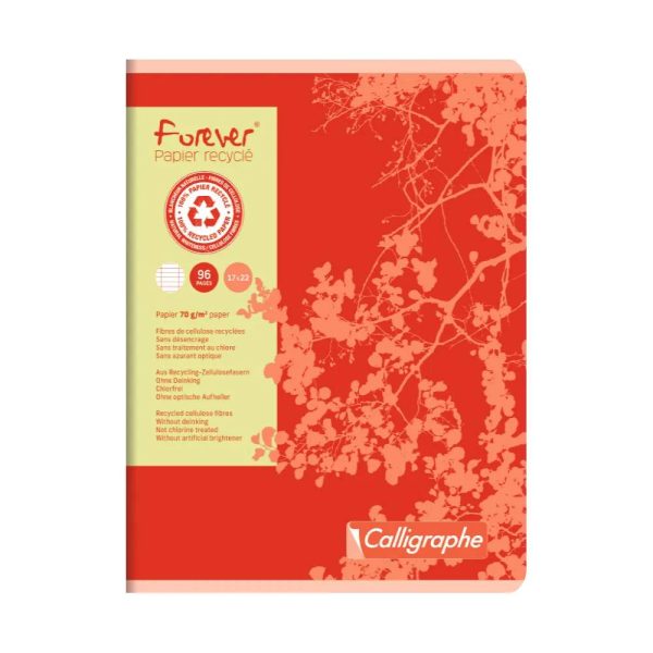 Cahier piqu&eacute; FOREVER 17&times;22 cm 96 pages grands carreaux 70 g