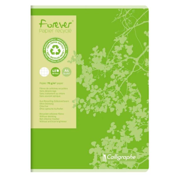 Cahier piqu&eacute; FOREVER A4 96 pages petits carreaux 70 g
