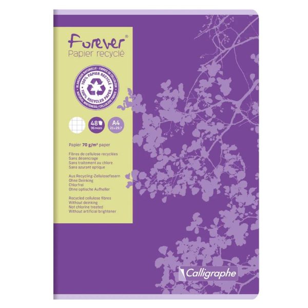 Cahier piqu&eacute; FOREVER A4 96 pages petits carreaux 70 g