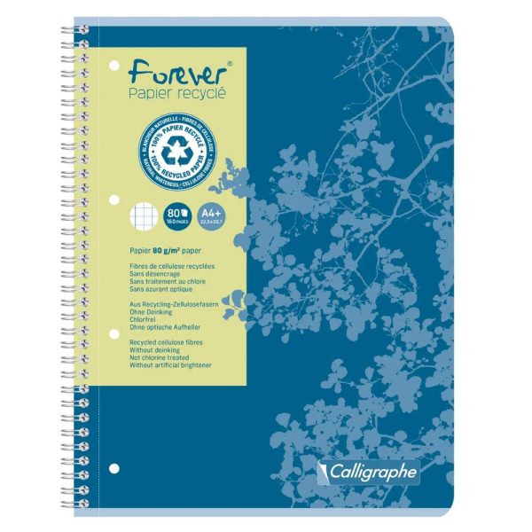 Cahier reliure int&eacute;grale FOREVER A4+ 160 pages petits carreaux + marge 80 g
