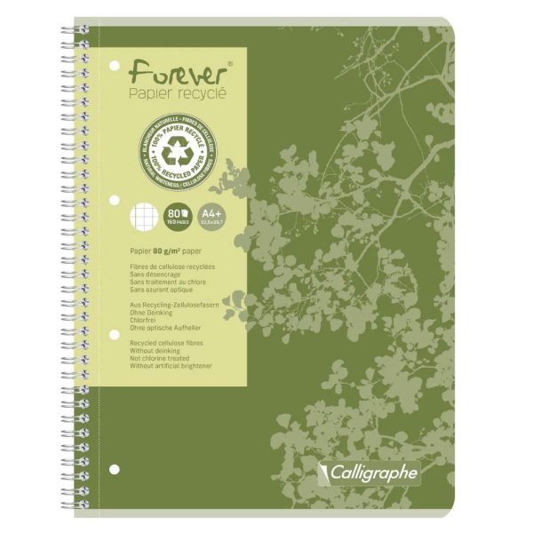 Cahier reliure int&eacute;grale FOREVER A4+ 160 pages petits carreaux + marge 80 g