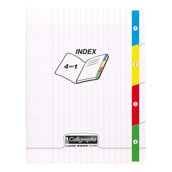 Cahier 4 index piqu&eacute; 8000 POLYPRO 17&times;22 cm 96 pages grands carreaux 90 g