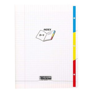 Cahier 3 index piqu&eacute; 8000 POLYPRO 17x22 cm 96 pages grands carreaux 90 g