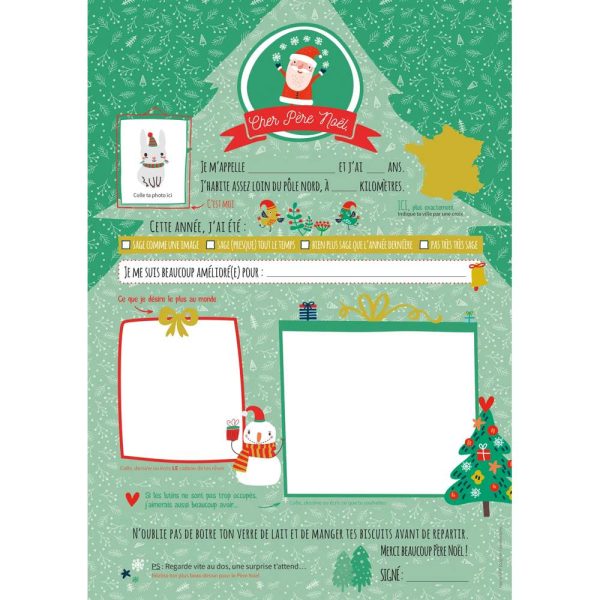 SET DE CORRESPONDANCE, 6 feuilles 100g/m2 au format 21&times;29,7cm + 6 enveloppes au format 16,2&times;22,9cm + Stickers &ndash; No&euml;l