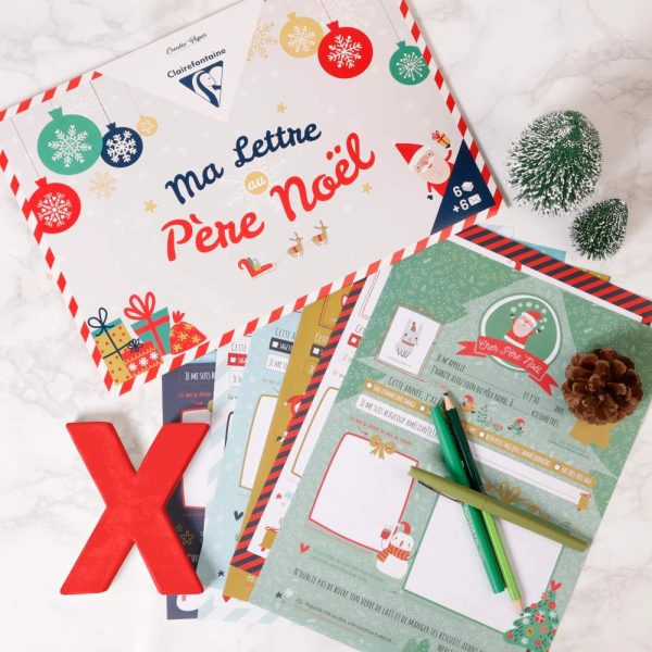 SET DE CORRESPONDANCE, 6 feuilles 100g/m2 au format 21&times;29,7cm + 6 enveloppes au format 16,2&times;22,9cm + Stickers &ndash; No&euml;l