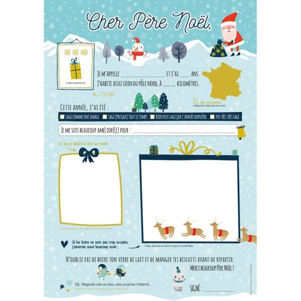 SET DE CORRESPONDANCE, 6 feuilles 100g/m2 au format 21&times;29,7cm + 6 enveloppes au format 16,2&times;22,9cm + Stickers &ndash; No&euml;l