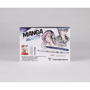 Manga Addict coffret sp&eacute;cial bloc coll&eacute; Manga Layout 50F A5 100g et feutres ABT Pro Tombow