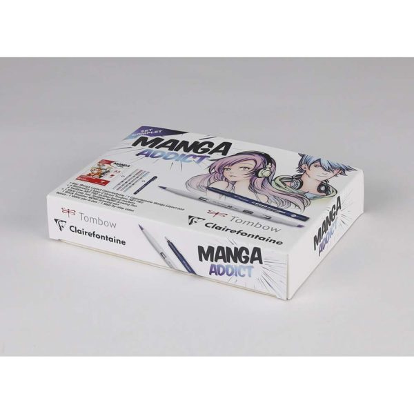 Manga Addict coffret sp&eacute;cial bloc coll&eacute; Manga Layout 50F A5 100g et feutres ABT Pro Tombow