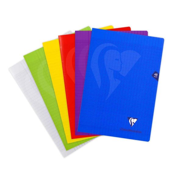 Cahier piqu&eacute; Mimesys A4 48 pages grands carreaux couverture polypropyl&egrave;ne Couleur al&eacute;atoire