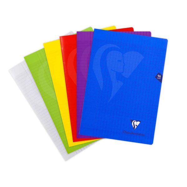 Cahier piqu&eacute; Mimesys A4 96 pages grands carreaux couverture polypropyl&egrave;ne Couleur al&eacute;atoire