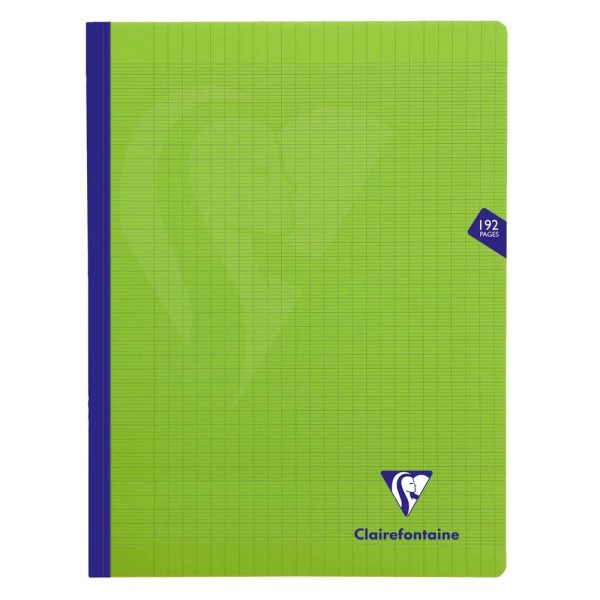 Cahier brochure cousue Mimesys 24x32cm 192 pages grands carreaux couverture polypropyl&egrave;ne Couleur al&eacute;atoire