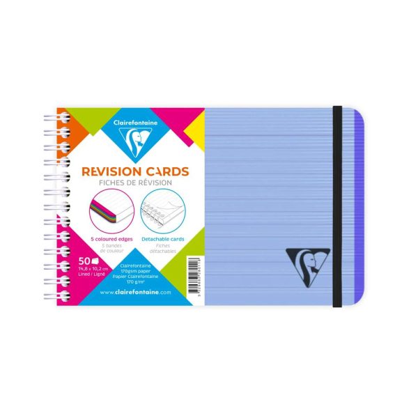 Carnet de fiches de r&eacute;vision Linicolor FRESH reliure int&eacute;grale 15,2&times;10,2 cm 50 fiches lign&eacute; 5 bandes de couleurs couverture plastique polypropy&egrave;ne rainur&eacute;