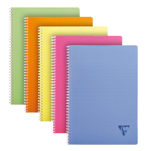 Cahier reliure int&eacute;grale Linicolor FRESH A4 100 pages petits carreaux couverture plastique polypropy&egrave;ne rainur&eacute; Couleur al&eacute;atoire
