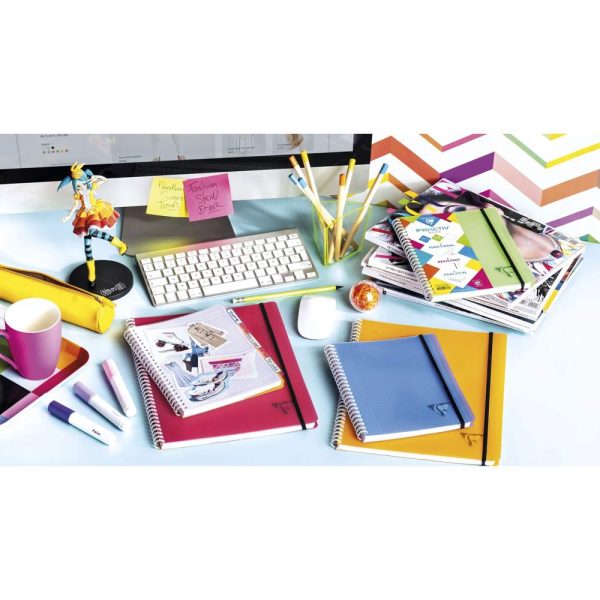 Proactiv&rsquo;Book Linicolor FRESH cahier reliure int&eacute;grale A4+ 160 pages d&eacute;tachables perfor&eacute; 4 trous grands carreaux + cadre en-t&ecirc;te + 1 pochette trieur couverture plastique polypropy&egrave;ne rainur&eacute; Couleur al&eacute;atoire