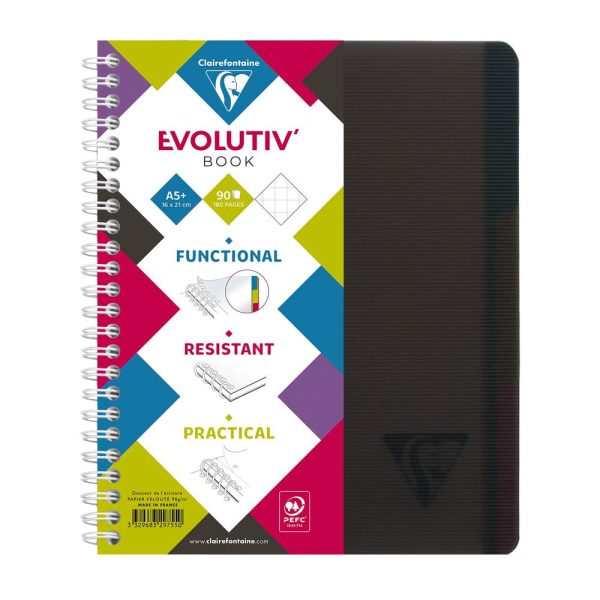 Evolutiv&rsquo;Book Linicolor INTENSIVE cahier reliure int&eacute;grale A5+ 180 pages d&eacute;tachables perfor&eacute; 6 trous petits carreaux + cadre en-t&ecirc;te + 3 intercalaires couverture plastique polypropy&egrave;ne rainur&eacute; Couleur al&eacute;atoire