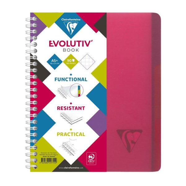 Evolutiv&rsquo;Book Linicolor INTENSIVE cahier reliure int&eacute;grale A5+ 180 pages d&eacute;tachables perfor&eacute; 6 trous petits carreaux + cadre en-t&ecirc;te + 3 intercalaires couverture plastique polypropy&egrave;ne rainur&eacute; Couleur al&eacute;atoire