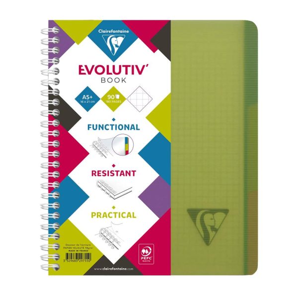 Evolutiv&rsquo;Book Linicolor INTENSIVE cahier reliure int&eacute;grale A5+ 180 pages d&eacute;tachables perfor&eacute; 6 trous petits carreaux + cadre en-t&ecirc;te + 3 intercalaires couverture plastique polypropy&egrave;ne rainur&eacute; Couleur al&eacute;atoire