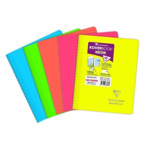 Carnet reliure int&eacute;grale enveloppante Koverbook Neon A5 160 pages petits carreaux couverture polypropyl&egrave;ne opaque
