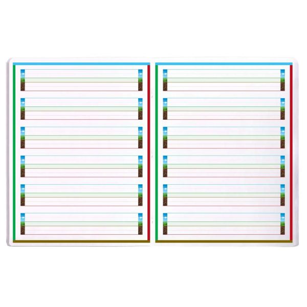 Cahier d&rsquo;&eacute;criture piqu&eacute; sp&eacute;cial Dys 17&times;22 cm 48 pages cadre et lignes 4 couleurs Interligne 5 mm
