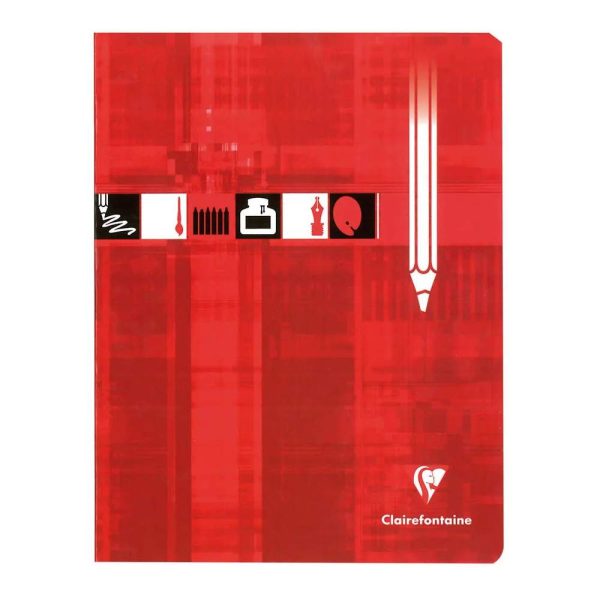 Cahier Dessin piqu&eacute; 17x22cm 32 pages uni Rouge