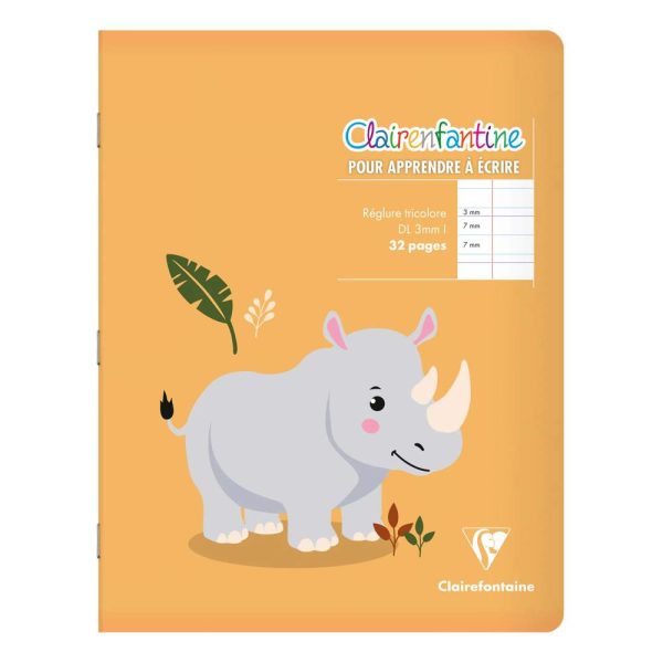 Cahier piqu&eacute; 17&times;22 cm 32 pages double ligne 3 mm + interligne + marge