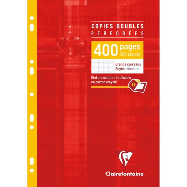 Copies doubles sous &eacute;tui A4 400 pages perfor&eacute;es grands carreaux