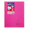 Bloc de cours agraf&eacute; grand c&ocirc;t&eacute; Koverbook A4+ 160 pages d&eacute;tachables perfor&eacute; 4 trous grands carreaux couverture polypropyl&egrave;ne transparent