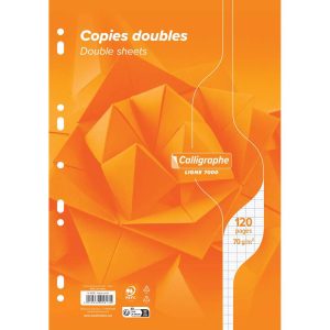 Copies doubles 7000 sous film A4 120 pages perfor&eacute;es grands carreaux 70 g