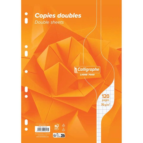 Copies doubles 7000 sous film A4 120 pages perfor&eacute;es grands carreaux 70 g