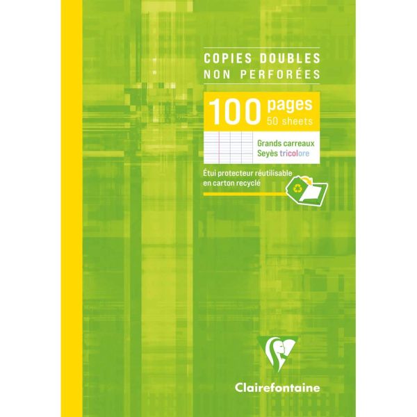 Copies doubles sous &eacute;tui A4 100 pagesnon perfor&eacute;es grands carreaux
