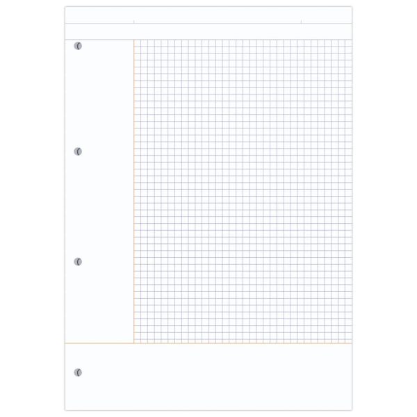 Bloc de cours CORNELL encoll&eacute; grand c&ocirc;t&eacute; A4 200 pages perfor&eacute;es 4 trous Cornell petits carreaux