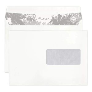 Boite de 500 enveloppes Forever Blanches 100% recycl&eacute; C5-162x229mm - Auto-Adh&eacute;sives - 80g/m2 - Fen&ecirc;tre Papier Cristal 45x100 (position 62/20)