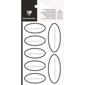 Etiquettes adh&eacute;sives, ovale noir