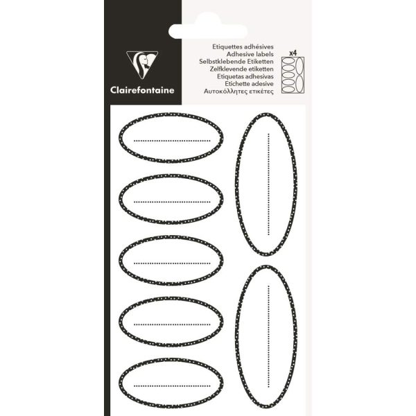 Etiquettes adh&eacute;sives, ovale noir