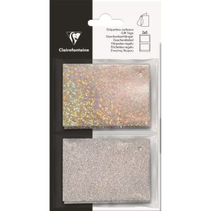 Etiquettes Cadeaux holo/paillet&eacute;es, argt