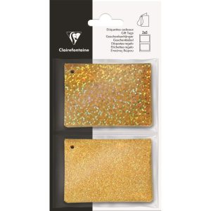 Etiquettes Cadeaux holo/paillet&eacute;es, or