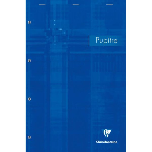 Bloc Pupitre agraf&eacute; en-t&ecirc;te A4+ 160 pages d&eacute;tachables et perfor&eacute;es 4 trous grands carreaux