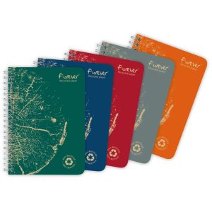 Carnet reliure int&eacute;grale FOREVER PREMIUM 100% recycl&eacute; A6 120 pages d&eacute;tachables micro-perfor&eacute;es petits carreaux papier blanc 90 g