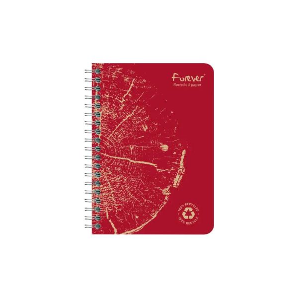 Carnet reliure int&eacute;grale FOREVER PREMIUM 100% recycl&eacute; A6 120 pages d&eacute;tachables micro-perfor&eacute;es petits carreaux papier blanc 90 g