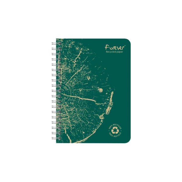 Carnet reliure int&eacute;grale FOREVER PREMIUM 100% recycl&eacute; A6 120 pages d&eacute;tachables micro-perfor&eacute;es petits carreaux papier blanc 90 g